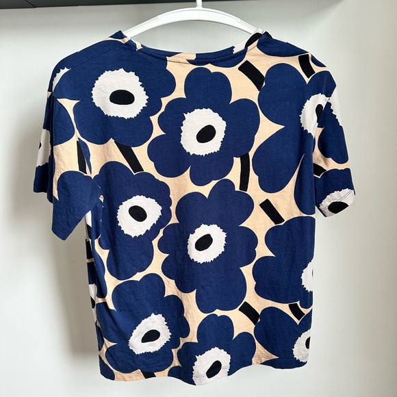 Marimekko Nea Pieni Unikko Navy and Cream Floral Top XS - Picture 5 of 7